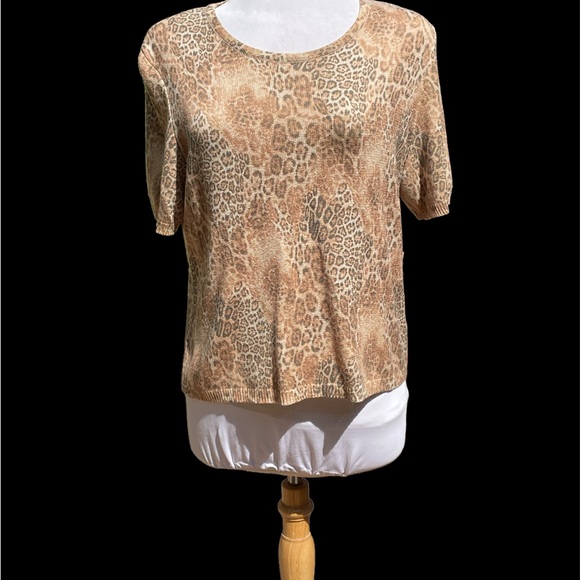 Vintage Phillipe Marques Top Fall Sweater Leopard Animal Print - Picture 1 of 9